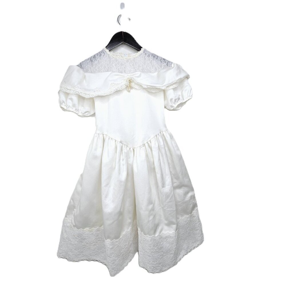 Vintage Sugar Plum Made in USA White Formal Lace Gown